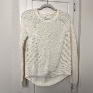 White Chunky Cable Knit Sweater Size Small H&M Cream Off White Oversized Round